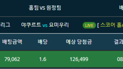 일본야구 야쿠르트vs요미우리 점수 홀/짝 홀 적중