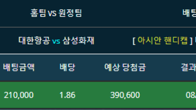 국내남자배구 대한항공vs삼성화재 대한항공 점수 5.5마핸 단폴더 적중