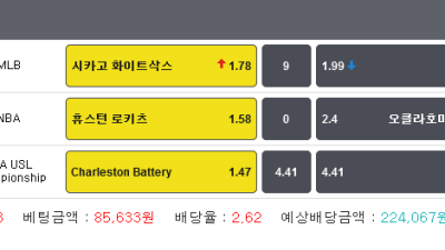 MLB 시카고W 9오버 NBA 휴스턴 취소 적특 미국축구 Charleston Battery 일반승 세폴더 적중