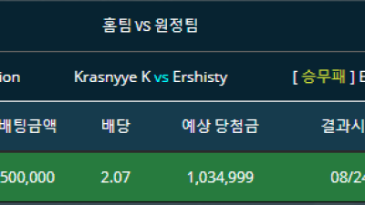 러시아하키 Krasnyye K vs Ershisty  Ershisty 일반승 단폴더 적중