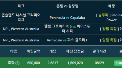 호주축구 Peninsula Power 일반승 베이스워터시티 양득o 퍼스그롤리 양득o 세폴더 적중