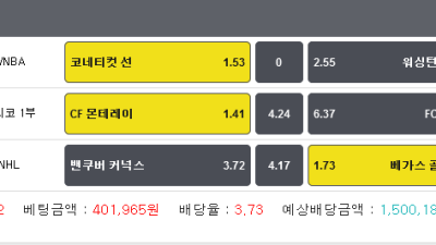 WNBA 코네티컷 선 일반승 축구잡리그 몬테레이 일반승 NHL 미국하키 벤쿠버vs베가스 골든나이츠 골든나이츠 일반승 세폴더 적중